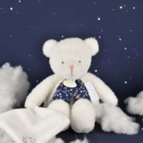 Outlet Peluche ours luminescent avec mouchoir - 28 cm - Clair de Lune Les Luminescents|Ours