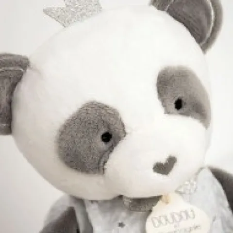 Discount Peluche Panda gris avec doudou- Attrape-rêves - 28 cm Attrape-rêves|Panda