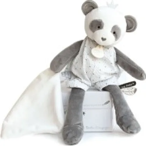 Discount Peluche Panda gris avec doudou- Attrape-rêves - 28 cm Attrape-rêves|Panda