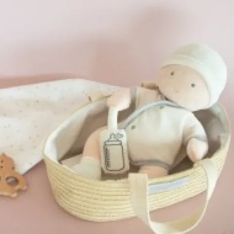 Best Poupon avec Couffin - Blanc et Gris Les Prix Doux|Poupées De Chiffon