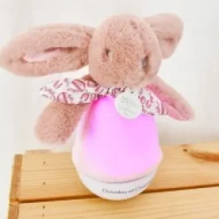 Fashion Veilleuse bebe musicale Culbuto rose - 16 cm Lapin Doudou|Lapin