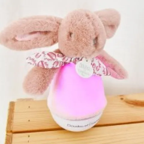 Fashion Veilleuse bebe musicale Culbuto rose - 16 cm Lapin Doudou|Lapin