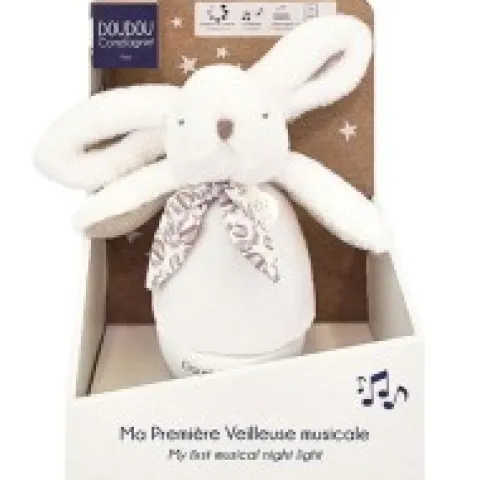 Hot Veilleuse bebe musicale Culbuto blanc - 16 cm Lapin Doudou|Lapin